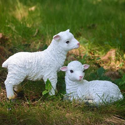 Уличная статуэтка овцы Садовая скульптура овцы из смолы Милый реалистичный ягненок Украшение для двора