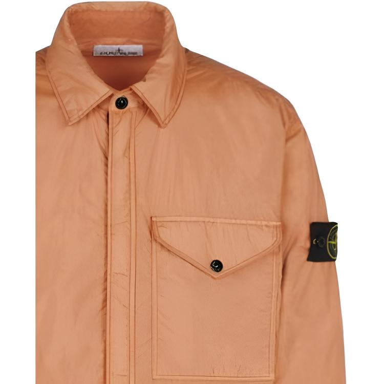 Stone Island Solid Color Polo Collar Long Sleeve Jacket Men Jackets Orange 8115Q0123-V0032