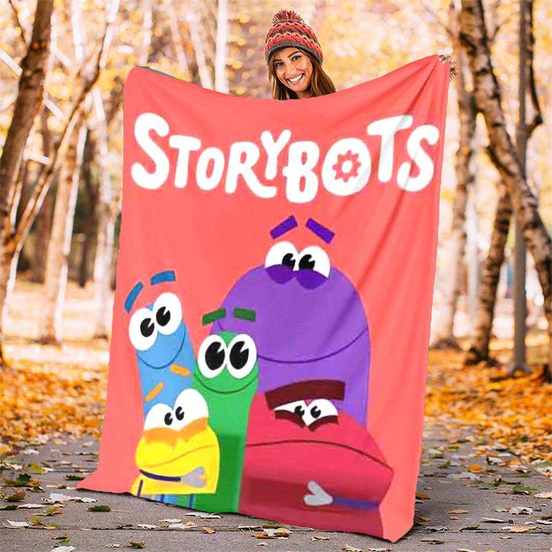 Ask the StoryBots Flannel Blanket Soft Warm All-Season Throw, Design for Camping, Car Travel, Hiking Sofa, Bed, Office Perfect Gift for Parties
