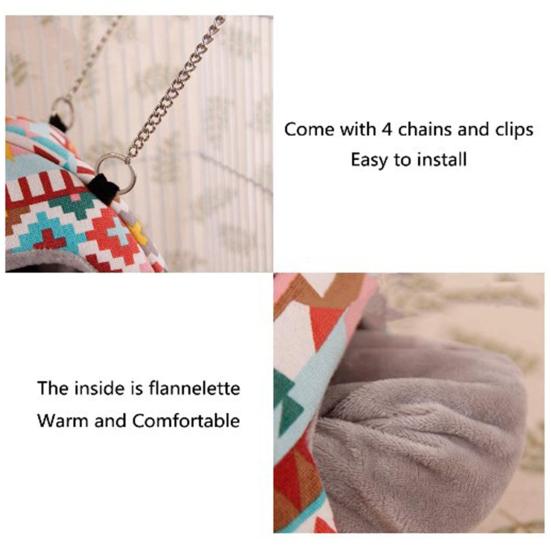 Squirrel Bed Colorful Pattern Keep Warmth Soft Texture Cute Pet Rat Squirrel Nest with Chain Small Animal Supplies