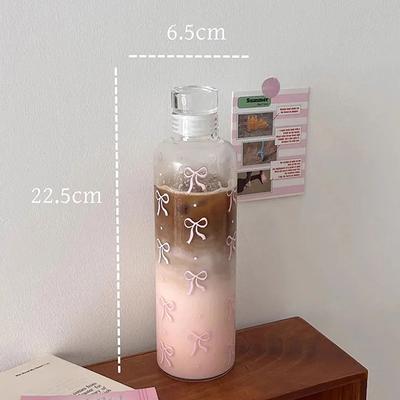 500 мл пластиковая бутылка для воды Kawaii Bow со шкалой времени, прозрачная чашка для воды, спортивная бутылка для питья воды для школы на открытом воздухе