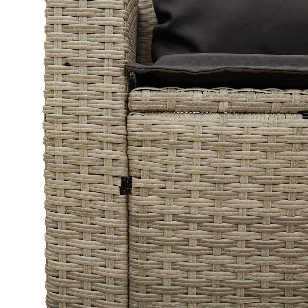 5 Piece Garden Sofa Set with Cushions Stackable Light Grey Poly Rattan