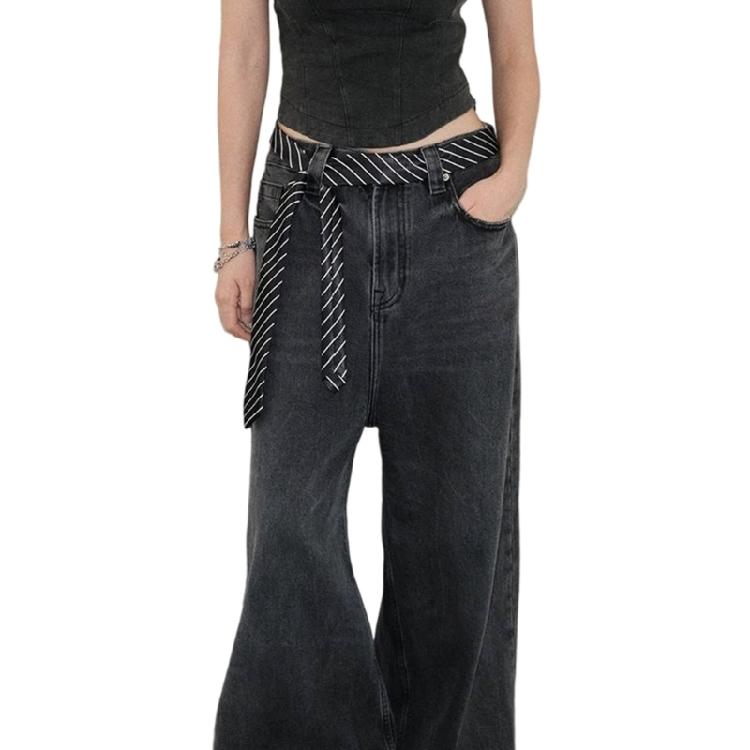 Полосатый галстук 2000-х годов Нейлоновая ткань Контрастный узор Галстук на шею Многофункциональный поясной ремень для женщин Повседневная и кэжуал одежда