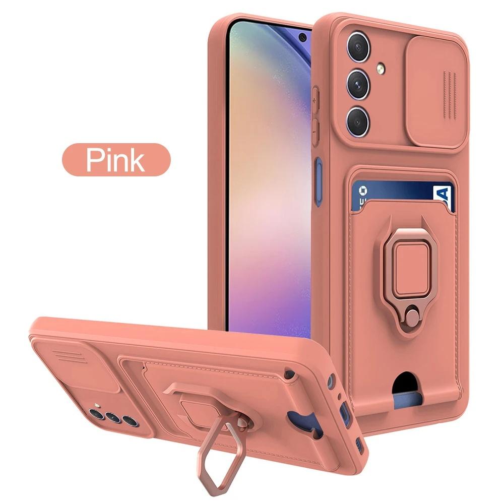 Роскошный чехол с окном для камеры и магнитным слотом для карт памяти для Samsung Galaxy A55 A35 A15 A25 A54 A34 A14 A53 A52 S24 S23 Ultra