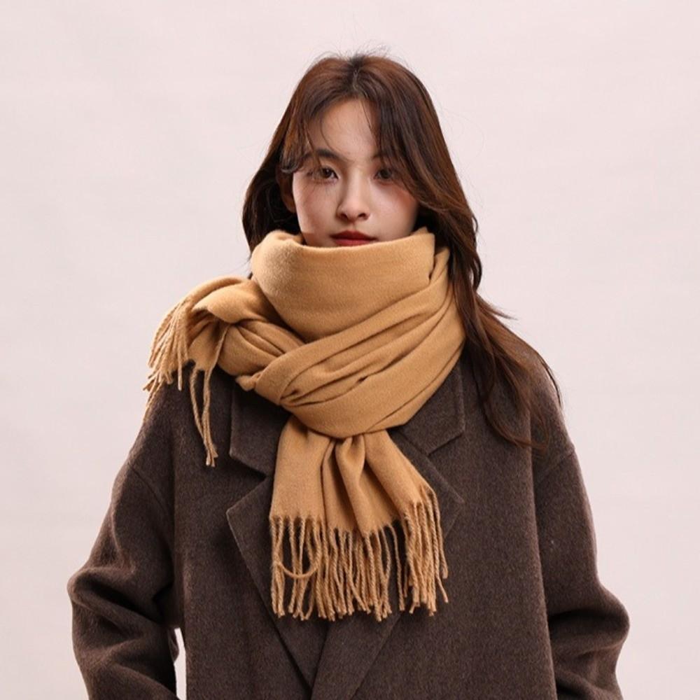 Tassel Imitation Cashmere Scarf Korean Style Women Shawl Simple Winter Neckerchief Autumn