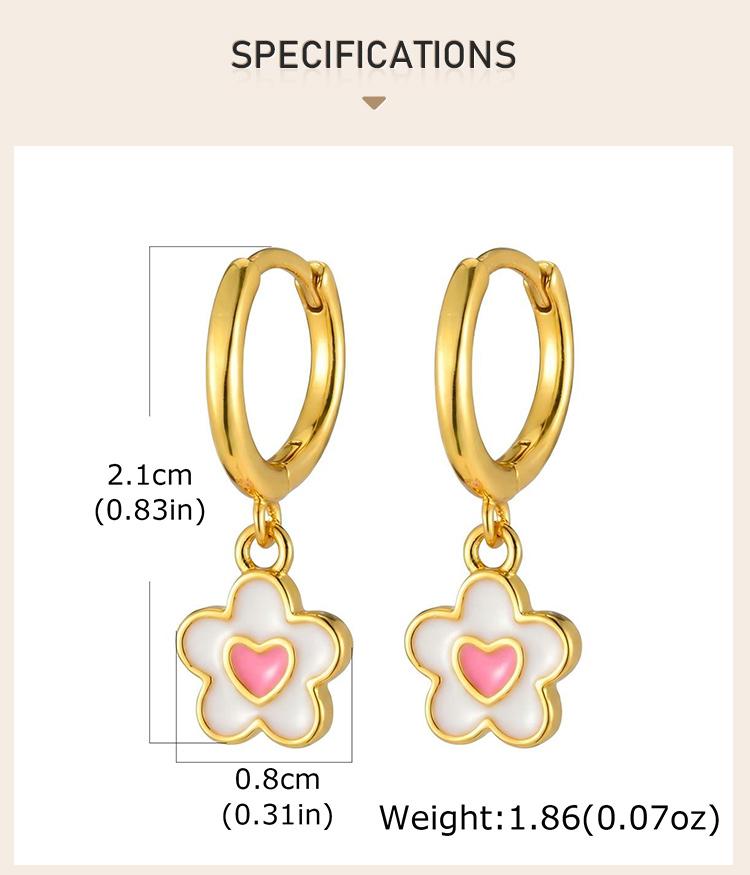 14K Gold Plated Pink Enamel Flower Huggie Hoop Earrings Cute Small Dangle Floral Jewelry Aretes Trendy Party Daily Gift