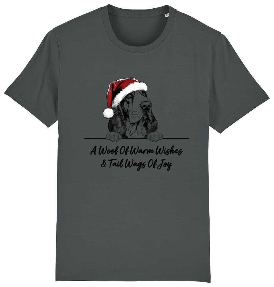 BASSETT HOUND Christmas Dog T-Shirt Adults Kids Woof Wishes Tail Wags Xmas Dogs