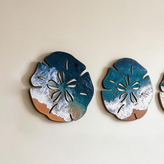 3 Pcs Summer Coastal Ocean Wave Wall Wall Decor Beach Art Rustic Wood