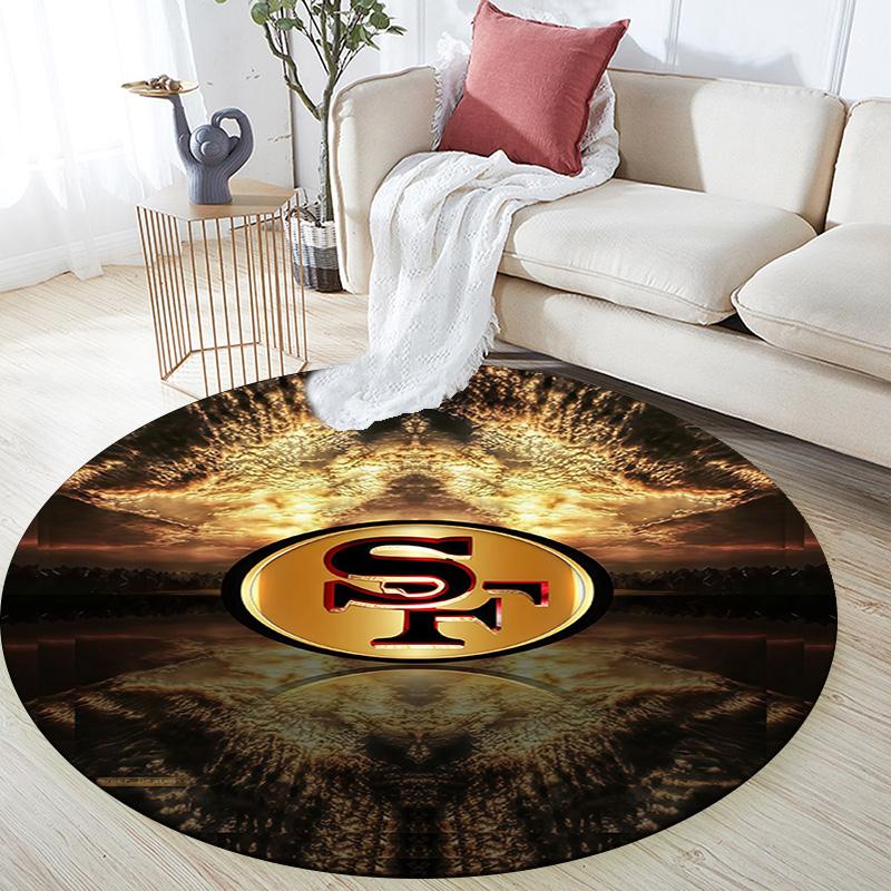 San Francisco 49ers2 Round Area Rug,Carpet Rug for Living Room Bedroom Sofa Playroom Decor,Non-slip Floor Mat