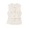 Kaslead New Arrival Women's Fashion Style with Belt Metallic Thread Texture Vest 2132116