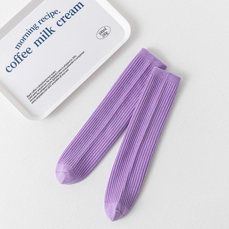 Kids Colorful Striped Knee High Socks 3-10 Years Boys Girls Dance Crew Socks Comfortable Breathable Cotton Tube Socks
