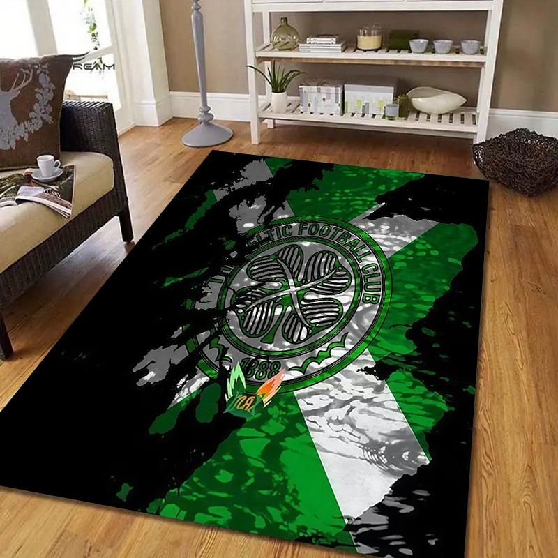Celtic FC Flannel Pattern Square Carpet,Area Rug,Carpet Rug for Living Room Bedroom Sofa Playroom Decor,Non-slip Floor Mat