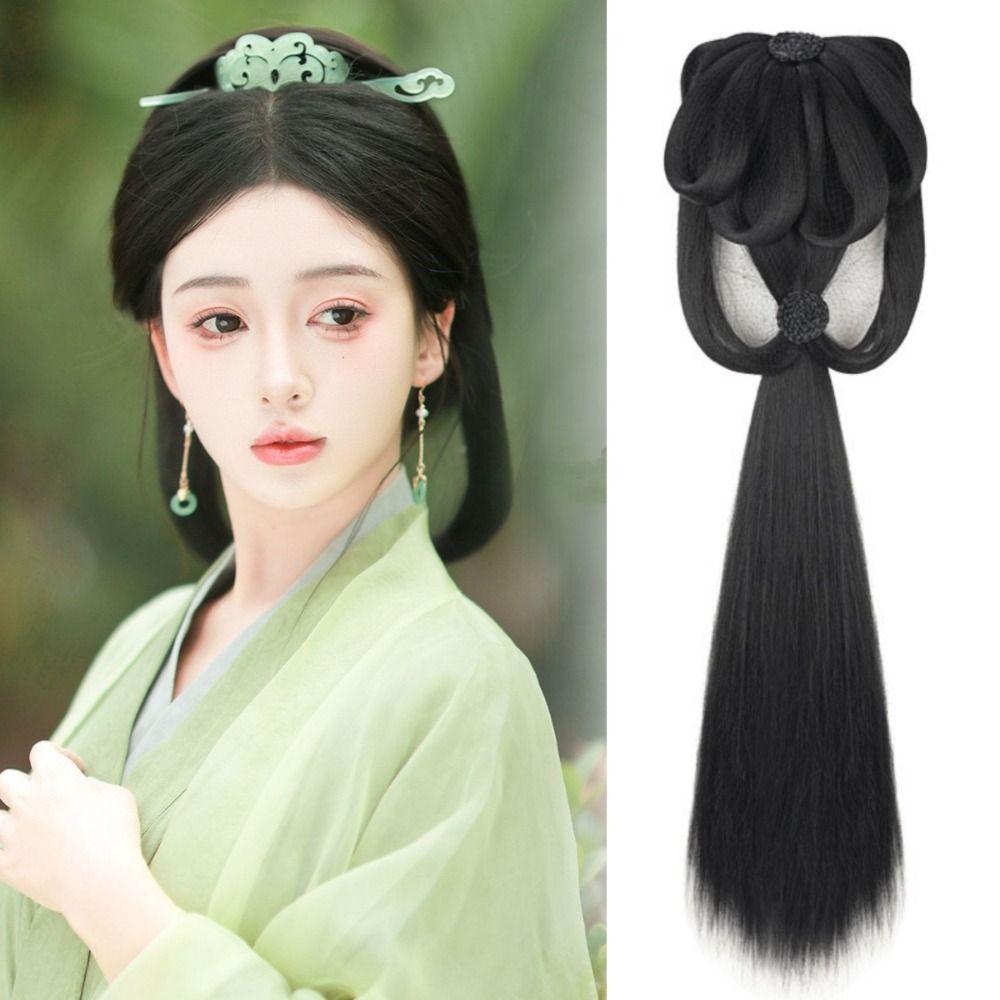 Lazy Costume Wig Women Hanfu Wigs Long Straight Hanfu Wig Headband Chinese Ancient Wig Photography