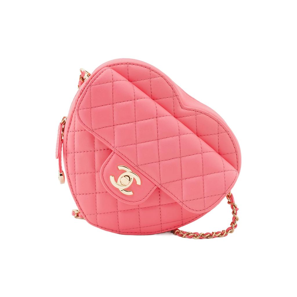 CHANEL Lambskin And Gold Metal Heart Bag, Shoulder Bag, Crossbody Bag Women's Coral Pink AS3191-B07958-NH621