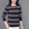 Удобный полосатый длинный рукав круглый вырез контрастного цвета пуловер женская одежда осень зима повседневный свитер вязаные топы
