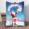 Personalized Name Santa Claus Blanket Custom Christmas Magic Heart Starry Sky Flannel Blanket Home Sofa Bed Decor Xmas Gift