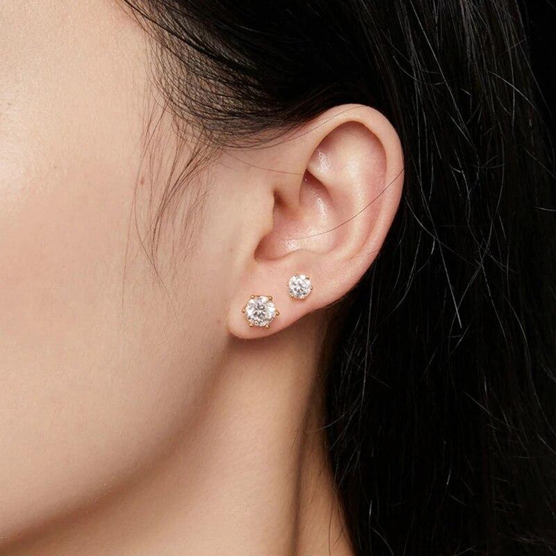 Серьги-гвоздики с муассанитом и бриллиантами для женщин, оригинальные серьги из стерлингового серебра 925 пробы с позолоченными завинчивающимися серьгами, ювелирные украшения