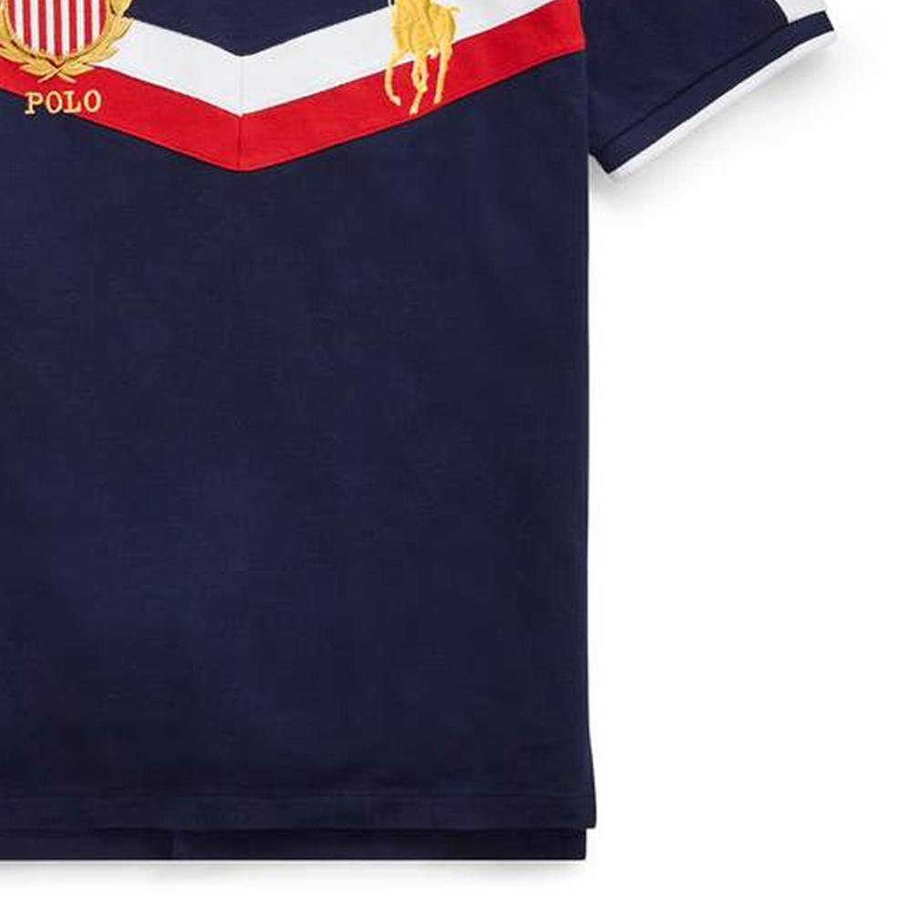 Polo Ralph Lauren SS24 Letter Logo Pattern Slim Fit Short Sleeve Polo Shirt Men tops Blue 710746108-001