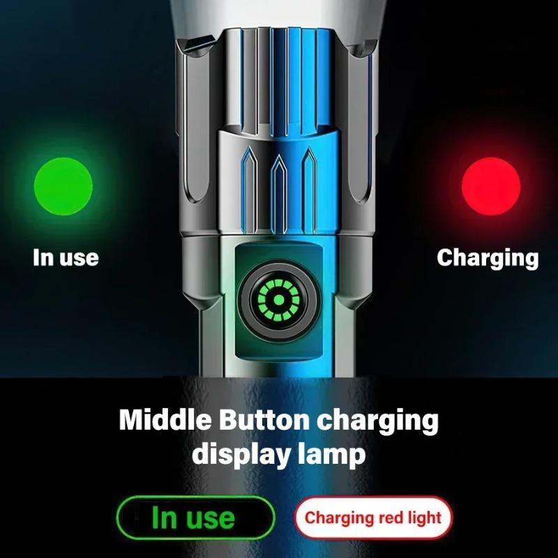 Суперяркий светодиодный фонарик USB Перезаряжаемые фонарики с зумом Мощный прожектор для улицы Кемпинг Рыбалка Фонарь
