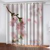 Pink Botanical Peach Tree Branch 3D Pattern Shade Curtains 2 Panel Luxury Classical Living Room Bedroom Window Decor Curtains