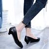 2019 черные профессиональные рабочие туфли женские 2-3-5 см средней высоты каблук для женщин среднего возраста большой размер кожаные туфли толстый каблук с неглубоким вырезом одинарные туфли тренд