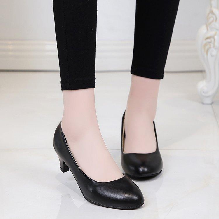 Женские новые роскошные туфли на среднем каблуке, черные туфли на толстом каблуке с круглым носком, туфли на высоком каблуке, деловая женская повседневная обувь на высоком каблуке