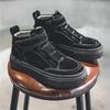 Замшевые ботильоны для мужчин Высокие повседневные кроссовки Кожаная мода Уличный спорт Ходьба Обувь слипоны Бренд Роскошь Мужские ботинки