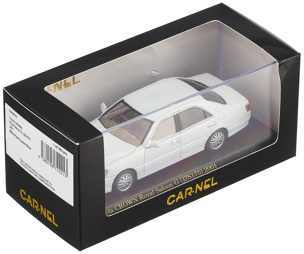 CARNEL 1/43 Scale Toyota Crown Royal Saloon G (JZS175) 2001 White Pearl Crystal Shine Finished Model