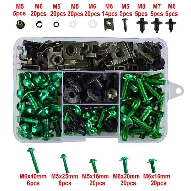 195 шт. Полный комплект болтов обтекателя для Kawasaki ZX6R ZX7R ZX9R ZX10R ZX12R ZX14R Versys 650 Ninja 650R 1000 Z750 Z1000 ZZR600