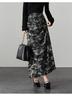 National style printed high waisted skirt 2026 spring fashion versatile mid length A-line skirt