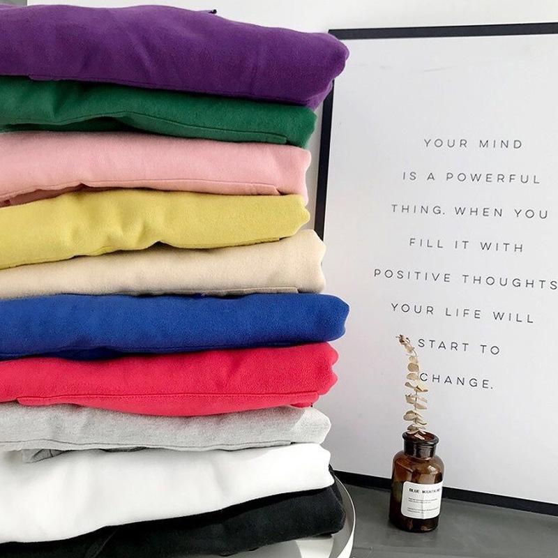 2023 Autumn Fleece-Lined Solid Color Hooded Sweatshirt & Korean Style Fashion Set for Kids