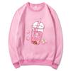 Толстовки с капюшоном Love Axolotl Bubble Tea, зимняя кавайная одежда, унисекс/женская толстовка с круглым вырезом, осенний свитер, винтажный Harajuku Sudaderas
