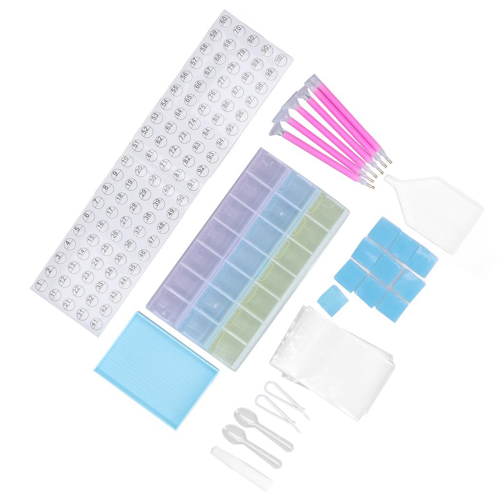 Rhinestone Painting Tool Set with Storage Box Point Drill Pen Spot Drilling Mud Storage Box Rhinestone Painting Kit