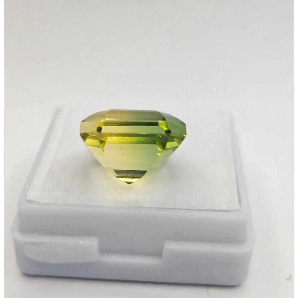 Certified Natural Tourmaline Bi-Color Asscher Cut 10+ Ct Stunning Gemstone