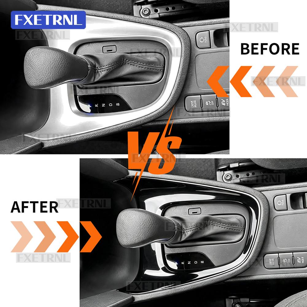 Carbon Fiber Pattern For Toyota Yaris Yaris Cross 2021-2026 LHD Gloss Black Gear Shift Outer Frame Trim Cover Car Interior Trim