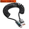 1M/2M 120W Пружинный Выдвижной USB A/C Тип C На Тип C Кабель Быстрой Зарядки Светодиодный Цифровой Дисплей ДАННЫЕ 480 Мбит/с Для Iphone15 16 Sams
