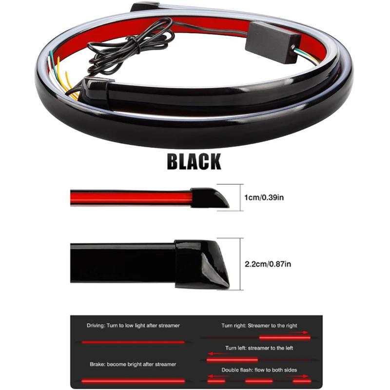 120 cm Led Spoiler Car Light For Universal Rear Wing Black Carbon Fiber The 3rd Rear Taillights Led Stop Signal Lights 12V