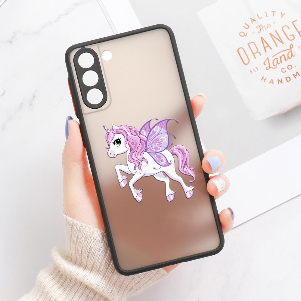 Чехол S23 Ultra для Samsung Galaxy S23 S22 Ultra S20 S21 FE Plus S10 Lite S24 Чехол для телефона Матовый Прозрачный Чехол Забавные Единороги Радуга