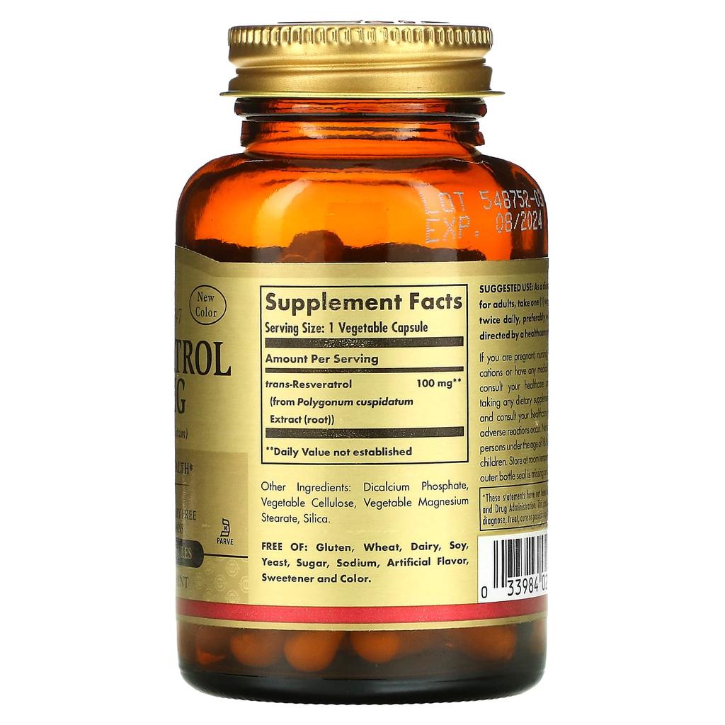 Resveratrol, 100Mg, 60 Veggie Capsules