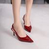 2025 Summer New High-heeled Pointed Shoes Women's Summer Bag Head Fashion Daily High-heeled Sandals