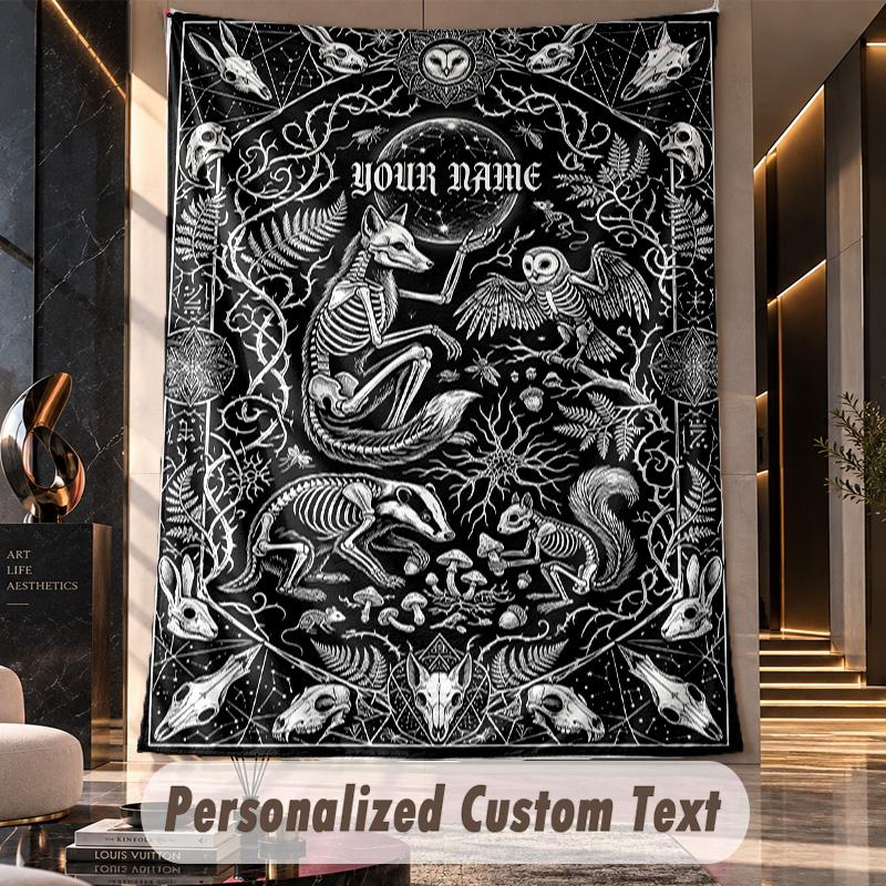 Fairy Moonlit Night Fantasy Theme Wall Tapestry Customized With Name Text Personalized Hanging Tapestry For Bedroom Living Room Decor