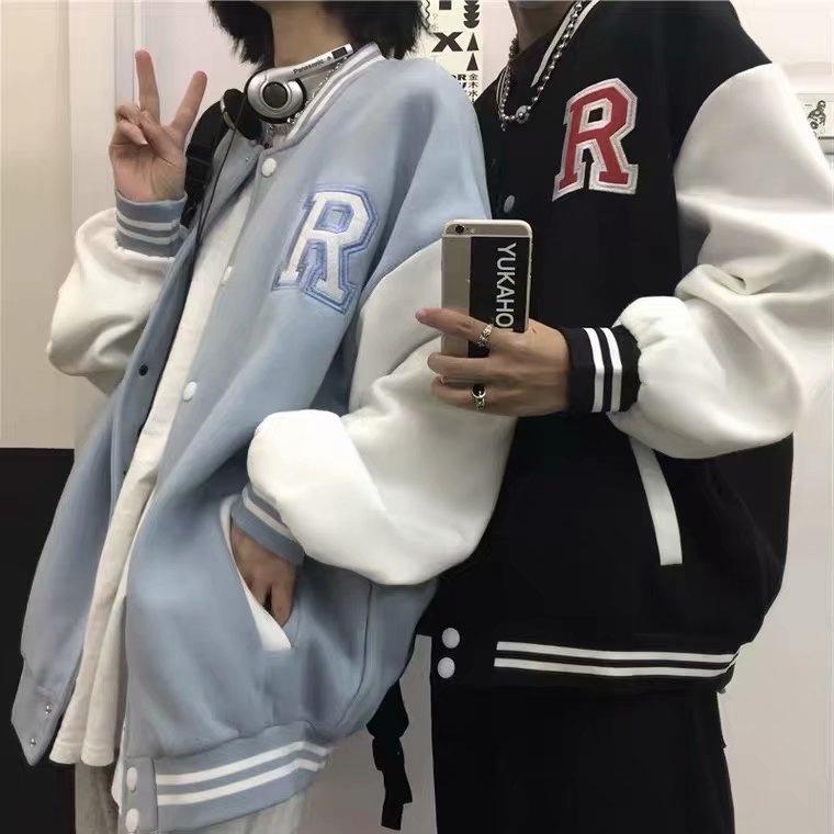 Мужская и женская модная брендовая толстовка с капюшоном Jacketamerican Retro Baseball Свободная куртка Мужская мода Сплошной цвет Топ Свободная куртка больших размеров