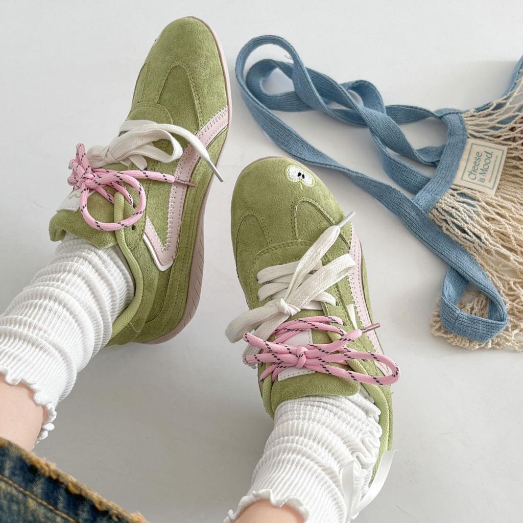 Трендовые американские красные балетные ретро тренировочные туфли женские 2025 новая весна универсальные спортивные и повседневные кеды