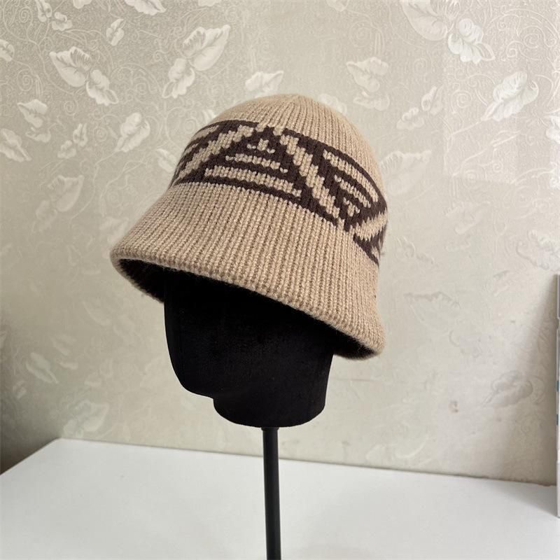 Fashion Commuter Milliner Autumn and Winter New Wool Knitted Bucket Hat Basin Hat Warm Bucket Hat
