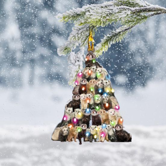 Рождественская елка подвесное украшение в форме дерева акриловое украшение 2D плоские животные сложенные подвески