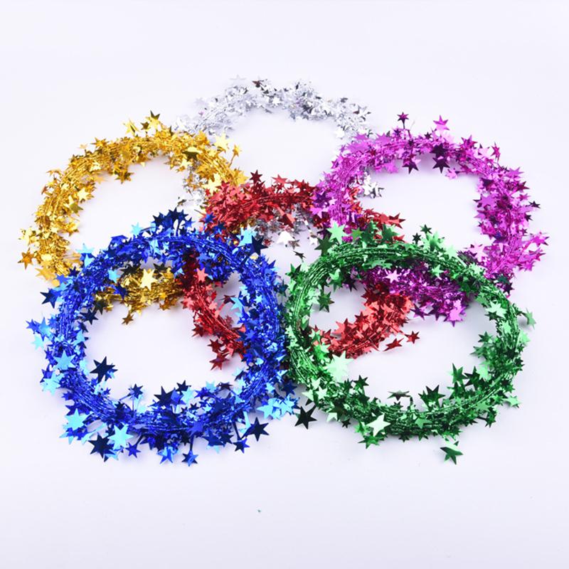 7.5M Pentagram Golden Silvery Star Garland Colorful Stars Wire Garland Tinsel