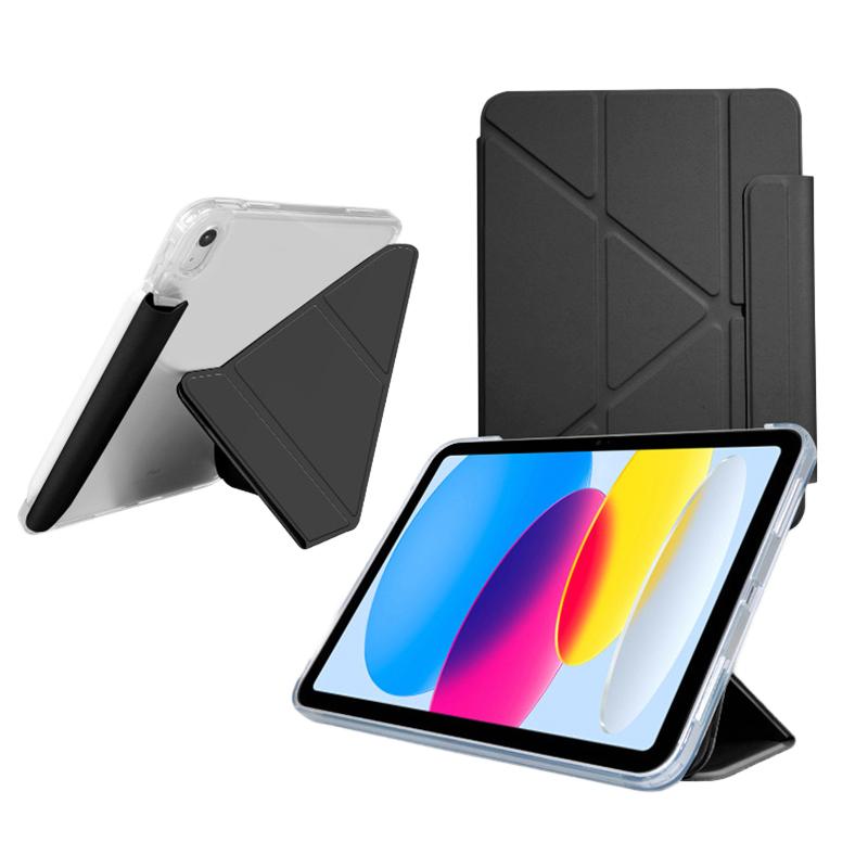 Для iPad Эйр 11 (2025)/(2024) Чехол-подставка Оригами из ПУ кожи с прозрачной задней крышкой для планшета с держателем для карандаша