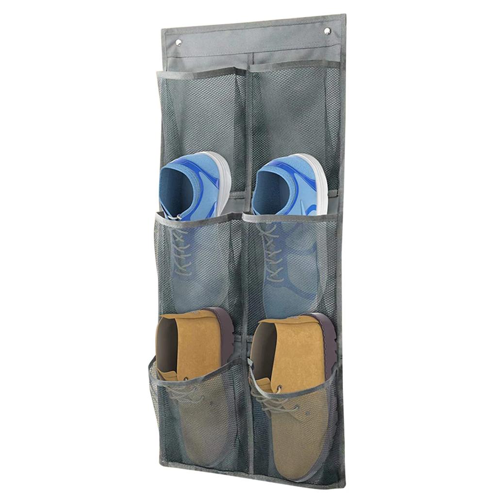 Настенный органайзер для мелочей с 6 отделениями, из нетканого материала, для хранения в шкафу, карман из сетки, прозрачный, подвесной, над дверью, тканевый ящик