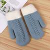Knitted gloves women's mittens winter cute solid color warm velvet thickened cold riding gloves