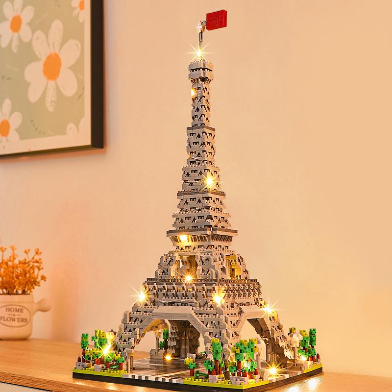 Модель Эйфелевой башни, конструктор с подсветкой - блоки, совместимые с Lego